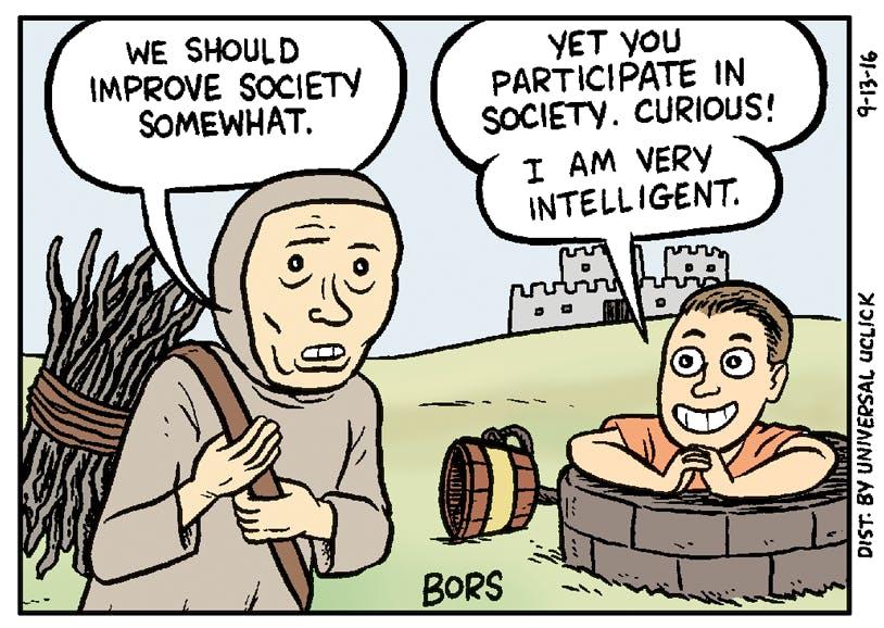 Un meme dessiné ou un paysan dit "Nous devrions améliorer la société quelque peu" et un mec sort d'un puit en souriant en disant "Pourtant tu participes à cette société, curieux. Je suis très intelligent". Un meme dessiné ou un paysan dit "Nous devrions améliorer la société quelque peu" et un mec sort d'un puit en souriant en disant "Pourtant tu participes à cette société, curieux. Je suis très intelligent".