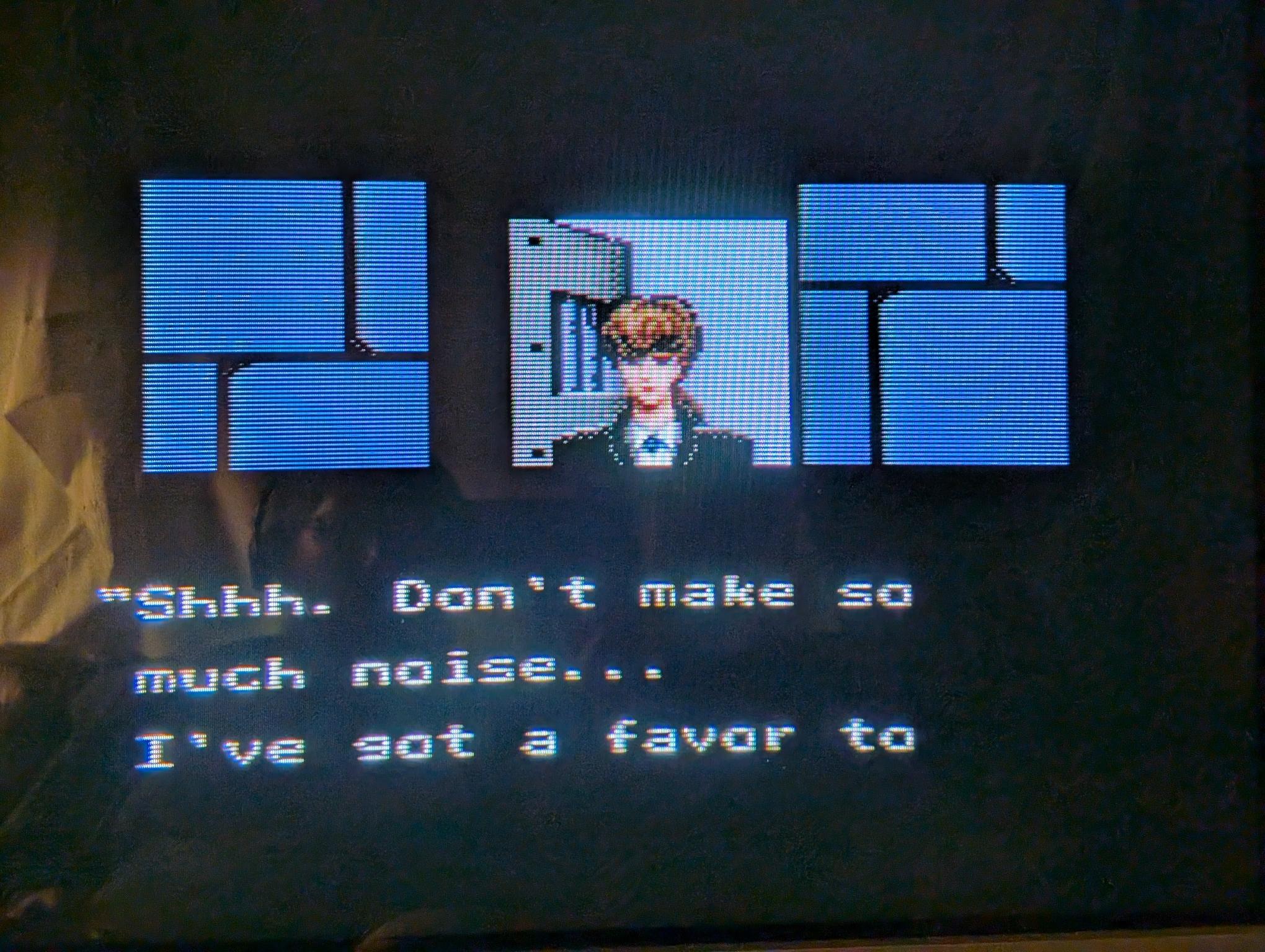 a cut scene from Ninja Gaiden with a woman saying, "Shhh. Don't make so much noise... I've got a favor to" a cut scene from Ninja Gaiden with a woman saying, "Shhh. Don't make so much noise... I've got a favor to"