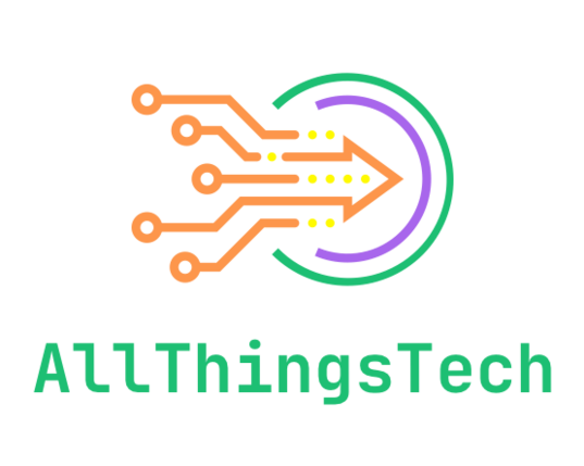 An image of the AllThingsTech Mastodon server profile image. You can see two semi-circles, one green and one purple. There are some orange lines with circles at the end and points on the opposite end with yellow dots around them which looks similar to a circuit board.
