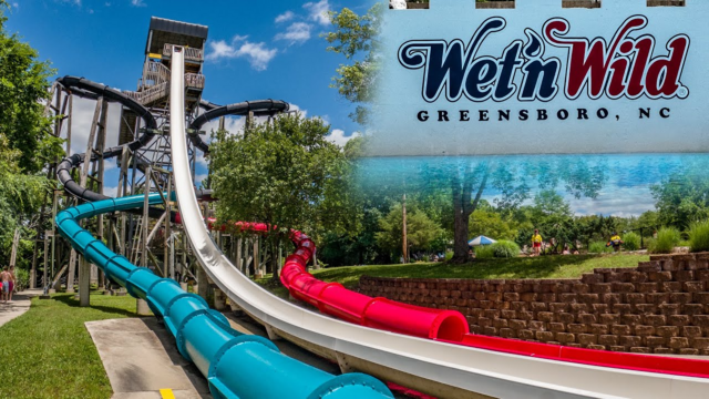 A photo showing some water slides at Wet N Wild in Greensboro, NC.