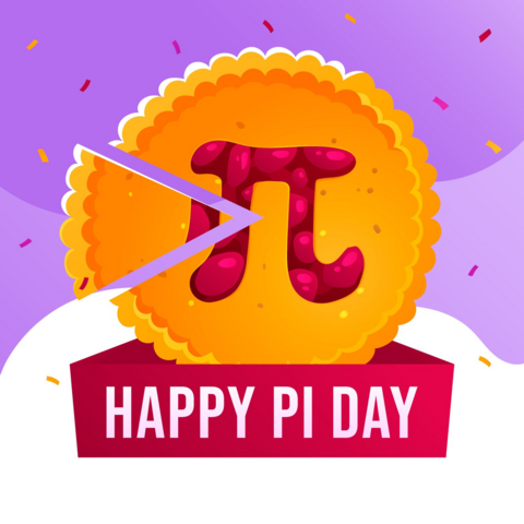 An image that says Happy Pi Day to celebrate March 14th. 