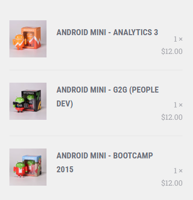 A screenshot of three Android mini figurines that I purchased from DeadZebra.