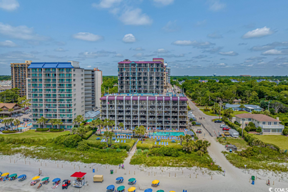 A photo showing two condo resorts in Myrtle Beach, SC. The one on the right is the Grand Shores Resort that I'll be staying in shortly after Memorial Day.