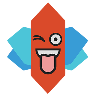 An image of the Nova Launcher app icon with a extra happy face inside the red part of the logo.