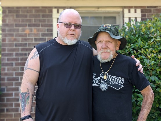 A photo that was taken of myself and my dad(Pops) on May 26th, 2021, the day he left to move in with my cousin and what would be the last photo he and I ever took. 