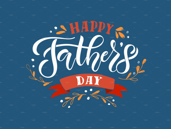 An image that says Happy Father's Day in a nice script like font with a blue background.
