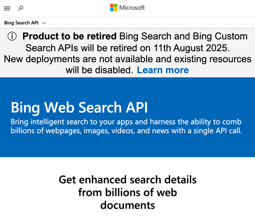 Bing Search APIs to be retired on August 11, 2025