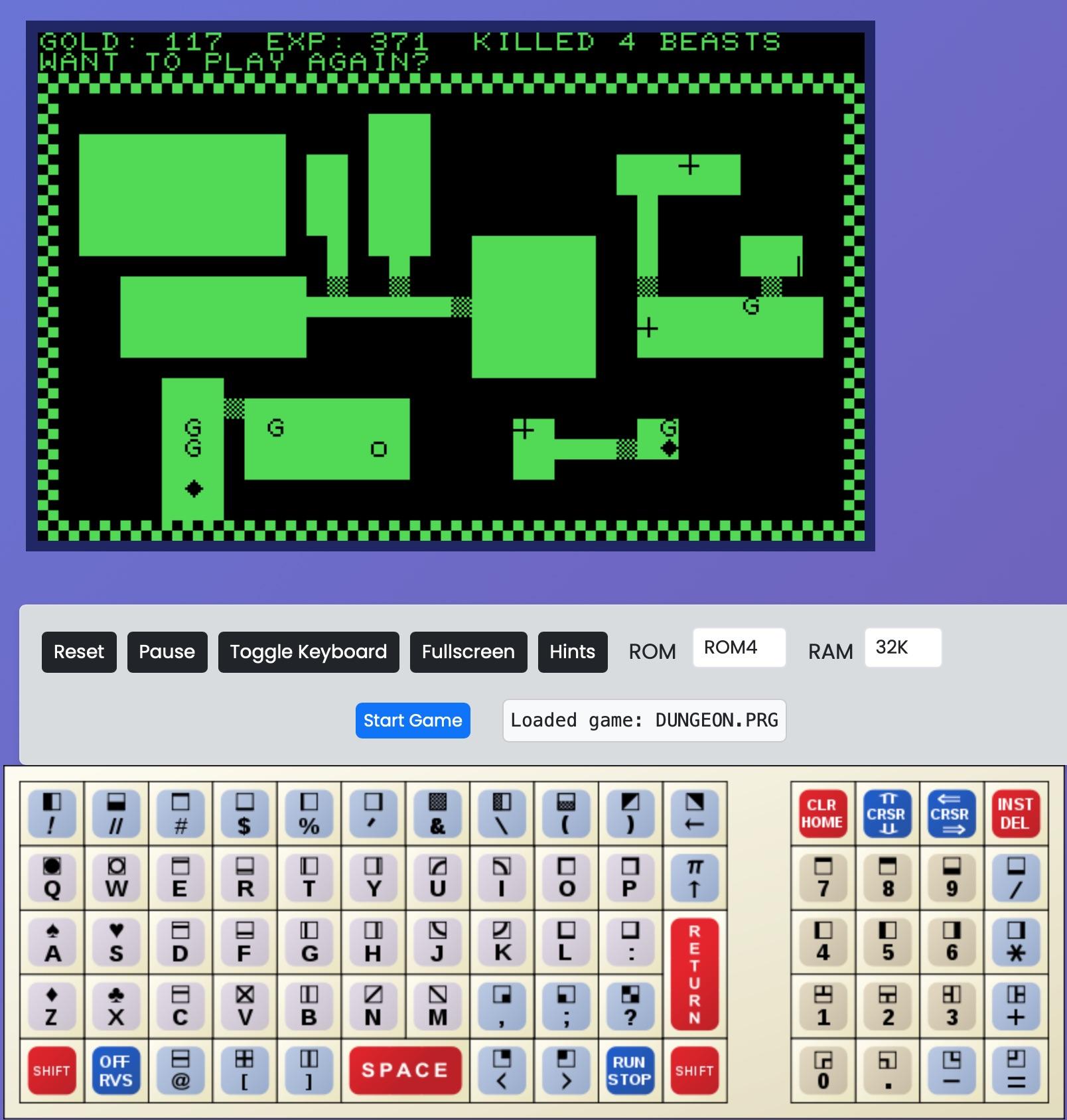 game over, showing the entire dungeon. game over, showing the entire dungeon.