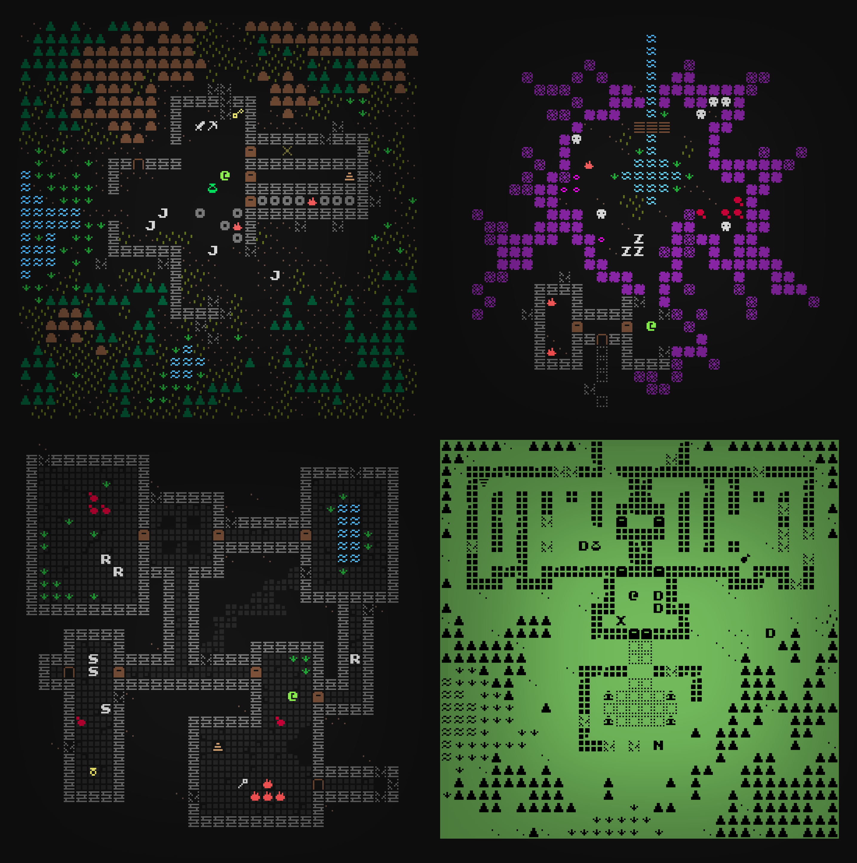 Oryx classic roguelike, 8x8 sometimes colored tiles, blocky letters. Oryx classic roguelike, 8x8 sometimes colored tiles, blocky letters.