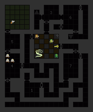 Oryx lo-fi horror, 8x8 but multi-colored sprites face a squid-snake thing. Oryx lo-fi horror, 8x8 but multi-colored sprites face a squid-snake thing.