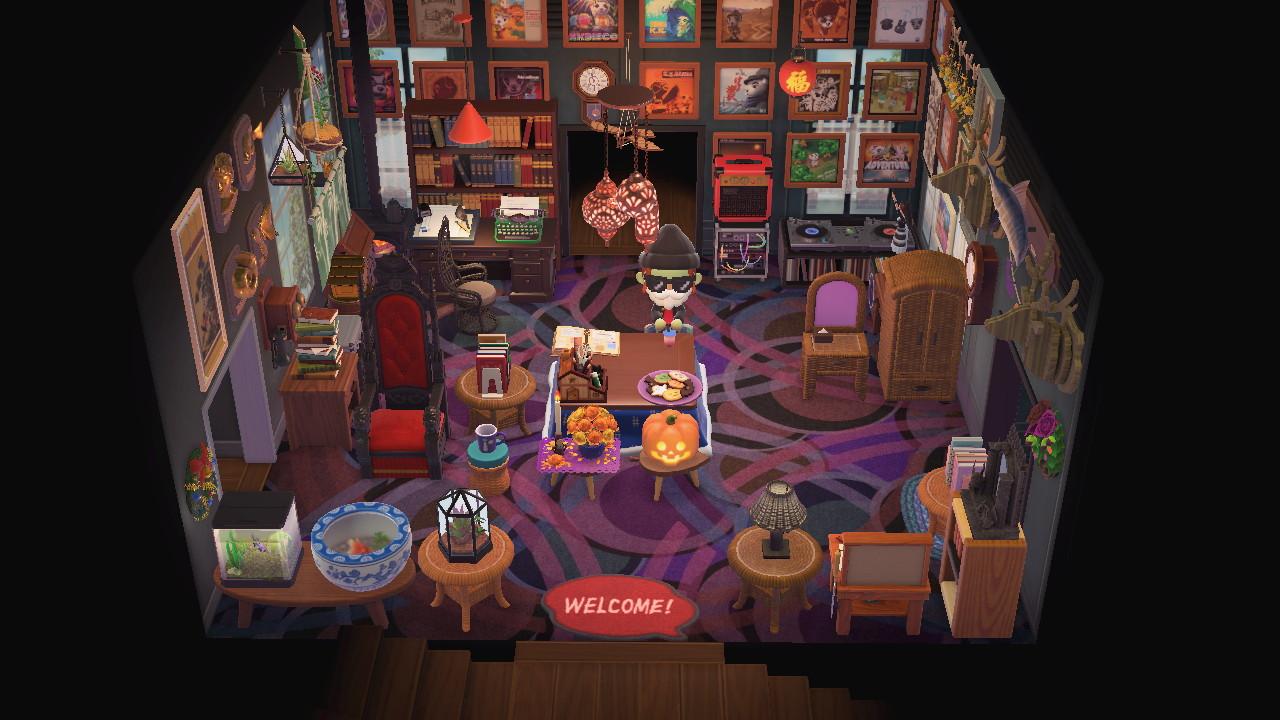 Main office. Walls covered in duplicate albums, snow view outside window. Desk with typewriter, kotetsu, throne, music studio.