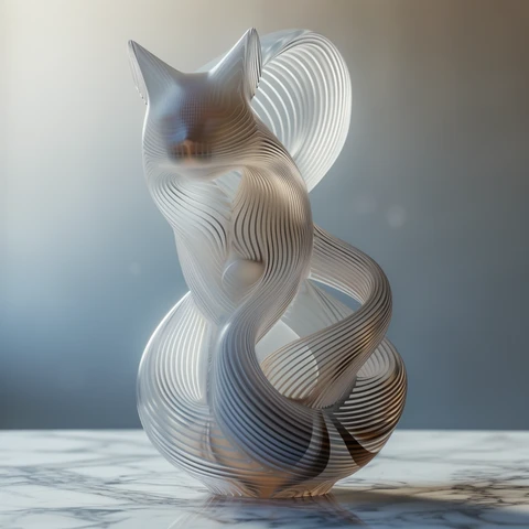 Klein Bottle Cat in white swirl.