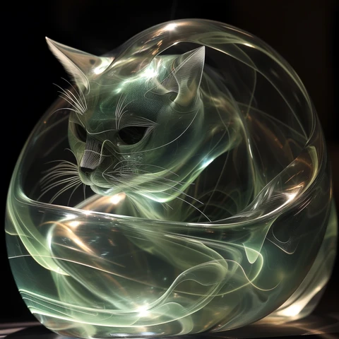 Klein Bottle Cats in glassy smoke.
