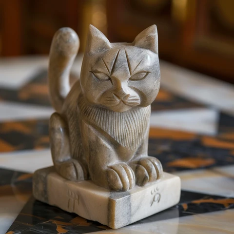 Carved Cat chess piece. 