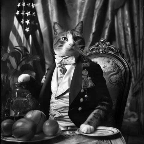 Cat President planning the war against fungus. 