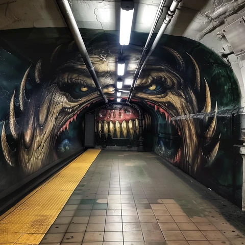 Into the fangs of the subway.