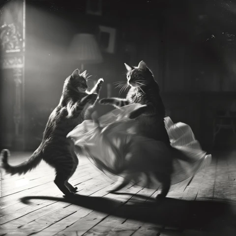 Ballroom dancing Cats with a twirl.