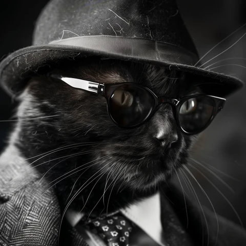 Secret Agent Cat with fur on a felt hat!