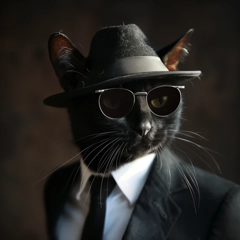 Secret Agent Cat falling undercover.  