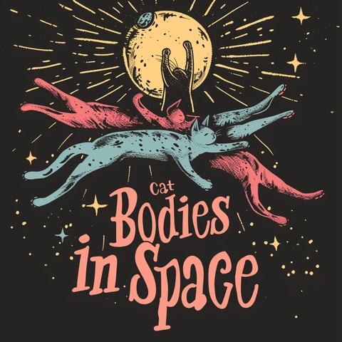 Cat BODIES in Space that includes heads!  Sleeping in space is funny, but not the assignment! 