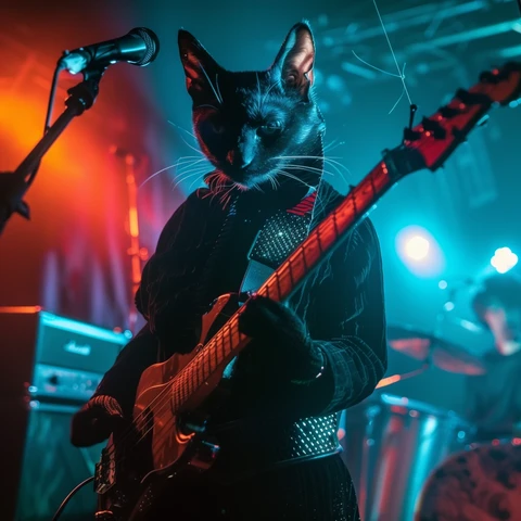 Darkwave Cat on lead guitar.