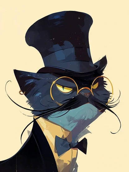 Cat in a Top Hat with a mustache. 
