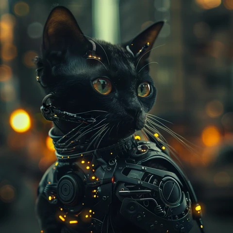 Black Tomorrow Cat with widgets and lights. 