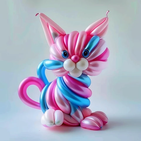 Balloon Cat in pastels.