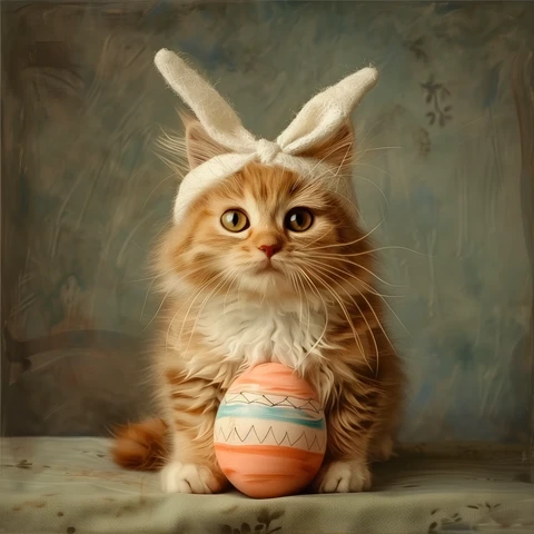 Cat pretending to be the Easter Bunny.