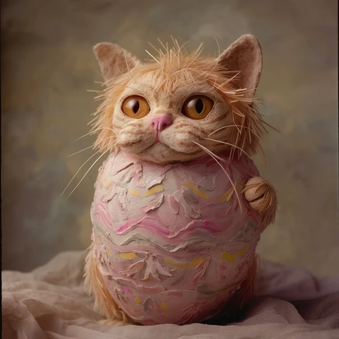 Scruffy Cat in a scruffy Easter Egg.