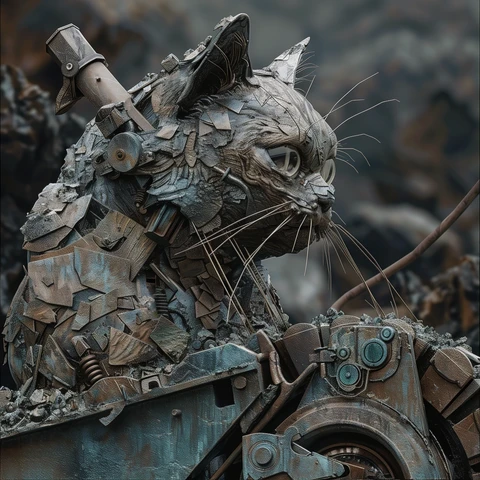 Stone Crusher Cat made of steel.