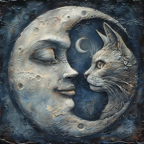 Man in the Moon with Cat.