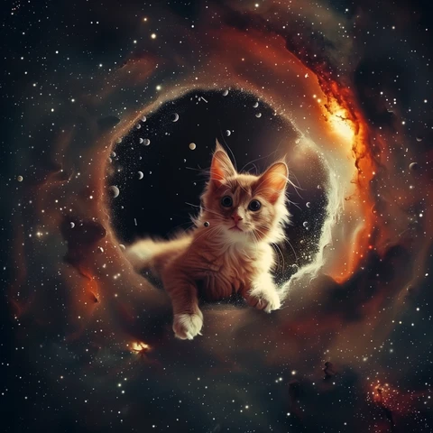 Curious Cat spinning in a Black Hole.