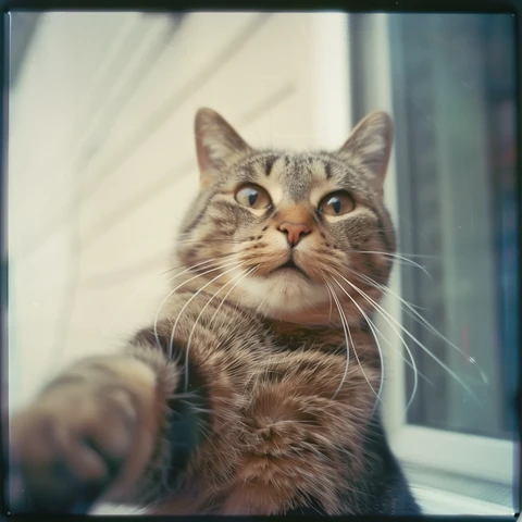 Cat Selfie falling backward. 