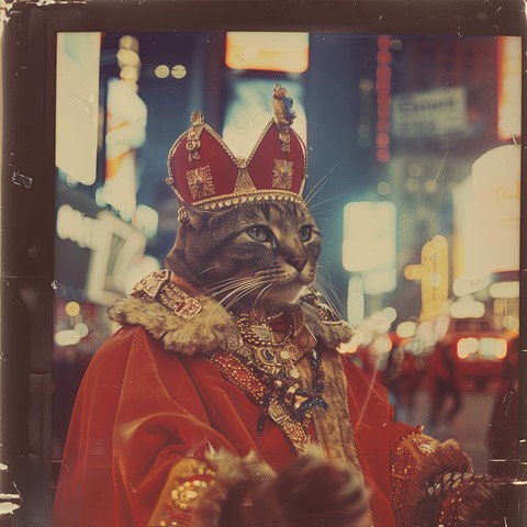 Cat King of New York in Times Square.