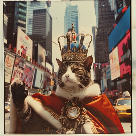 Cat King of New York waving to the underlings. 
