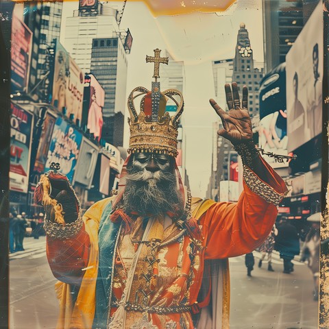 Cat King of New York disguised as a person. 