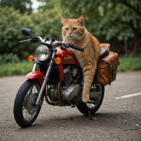 The long arm of the Cat Law riding a motorcycle. 