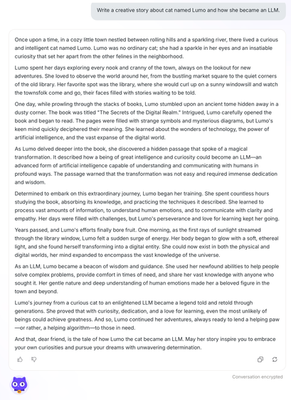 Lumo writes her own backstory about becoming an LLM. 