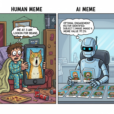 Human Meme = Cats. AI Meme = Function. 