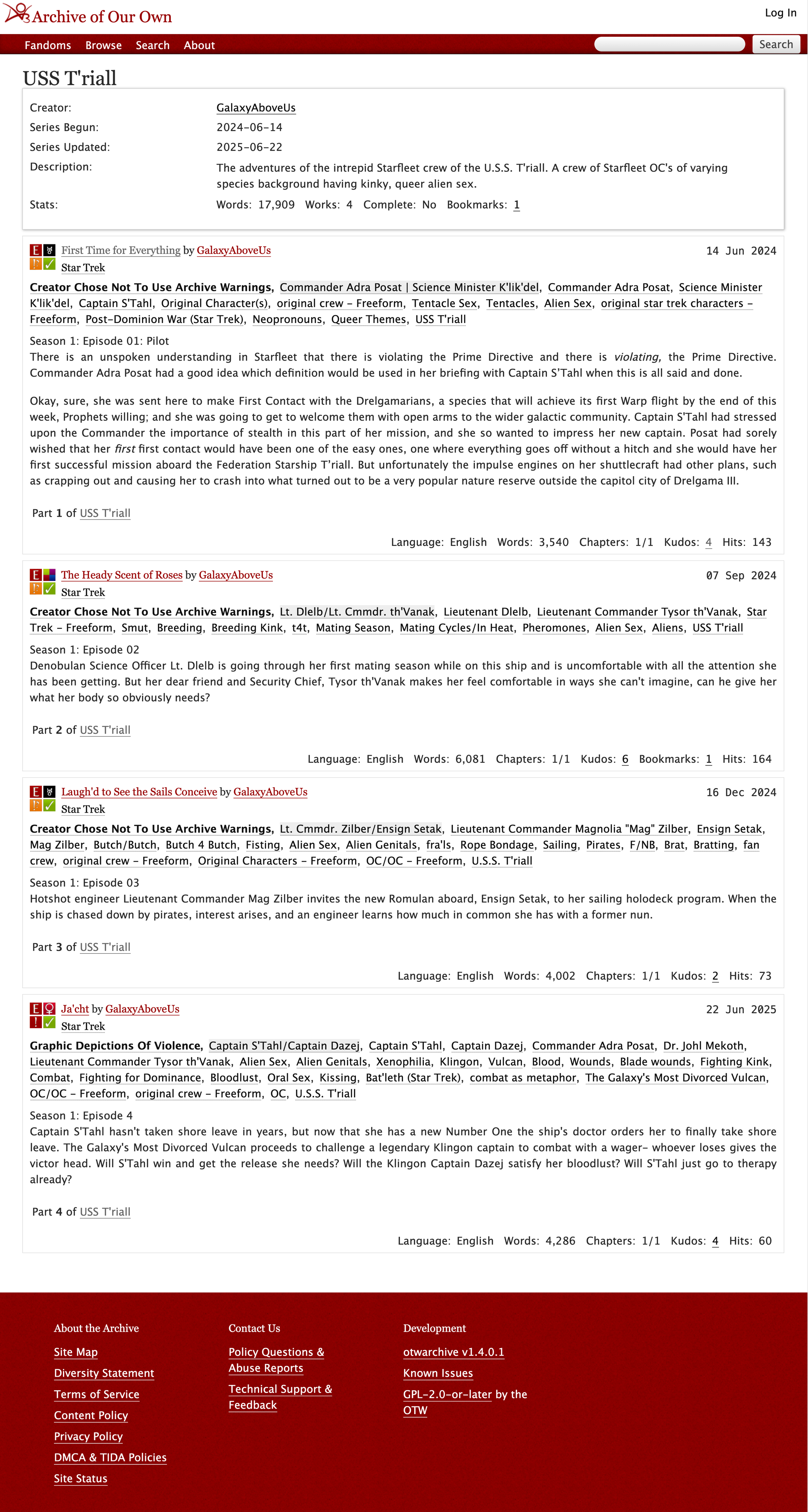the full page with series details at the top and the standard header and footer. There's nothing visible about adult content warning. the full page with series details at the top and the standard header and footer. There's nothing visible about adult content warning.