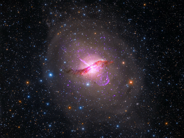 Collaboration with NASA's Chandra X-ray Observatory Center This image is the result of a collaboration between NASA's Chandra X-ray Observatory Center and amateur astrophotographer Rolf Wahl Olsen. It is part of a series of professional-amateur <br />collaboration images and was combined by Science Imager Joseph DePasquale from Chandra X-ray Observatory Center, using both X-ray, optical and infrared data. The image is composed of the following data: My deep 120 hour optical image Centaurus A Extreme <br />Deep Field taken over 43 nights in 2013. 230 hours of Chandra X-ray data gathered over the past 15 years. Infrared data from NASA's Spitzer Space Telescope. The combined exposure time is in excess of an astonishing 350 hours, or two weeks; more than the <br />Hubble Ultra Deep Field. Below are links to the official press releases including the other spectacular images in the series (M101, M81 and M51) with optical data by German astrophotographer Detlef Hartmann: Chandra Press Release Spitzer Press Release <br />Individual images for download For full details on the Centaurus A Extreme Deep Field project please visit my Centaurus A gallery If you are an amateur astrophotographer, or even just an 'armchair astronomer', and would like to get involved with <br />astronomical research then the International Astronomical Union has an excellent page with information on how to get involved in citizen science projects or Pro-Am collaborations. (Centaurus A Pro-Am image credit: X-ray: NASA/CXC/SAO; Op...