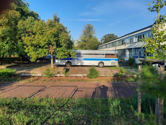 Der Adenauer SRP+ Bus auf dem Hof der Saaleschule.