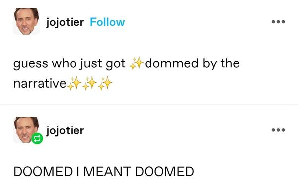 guess who just got ✨dommed by the narrative✨✨✨

(Self reblog) DOOMED I MEANT DOOMED