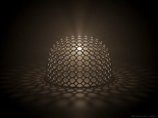 Grilled Dome in a foggy environment with a light casting out.