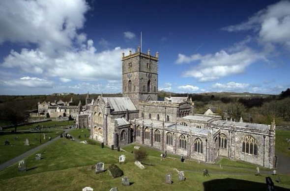 Aerial photo of St David’s cathedral