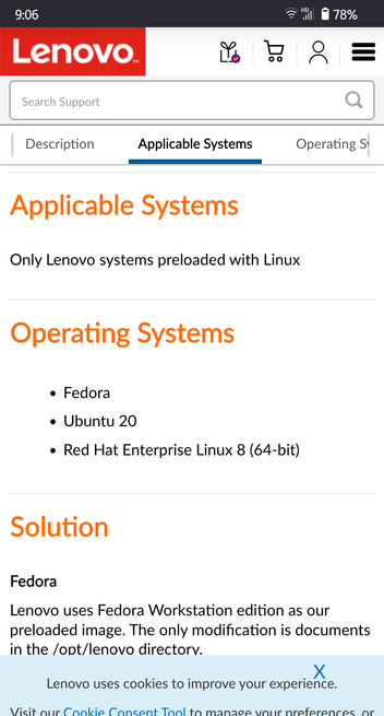 Fedora on Lenovo page.