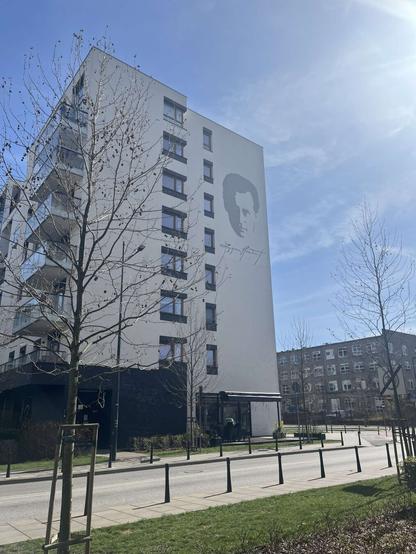 Mural by Olga Wolniak in Warsaw (Poland) dedicated to Zygmunt Hübner, a Polish actor and stage director