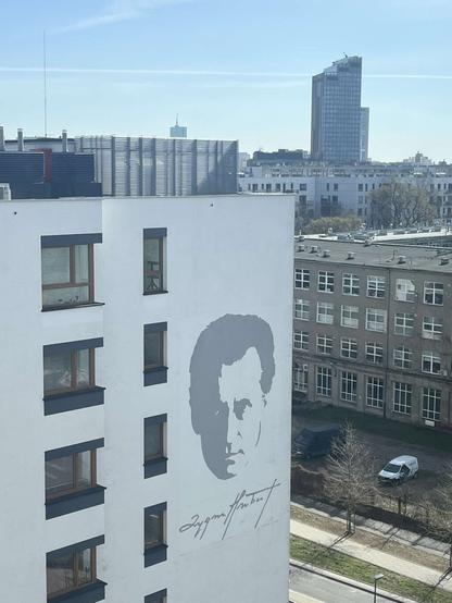 Mural by Olga Wolniak in Warsaw (Poland) dedicated to Zygmunt Hübner, a Polish actor and stage director