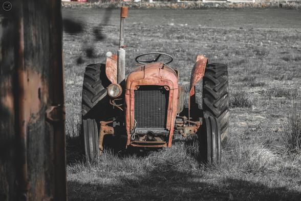 Old tractor in field